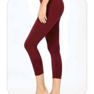 New Zenana Premium burgandy capri leggings